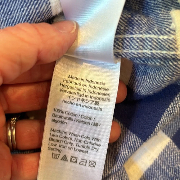 J. Crew Classic Flannel Shirt Blue White Plaid Size 0 - Picture 6 of 6